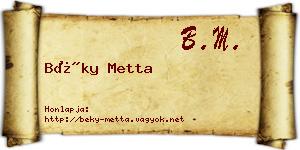 Béky Metta névjegykártya